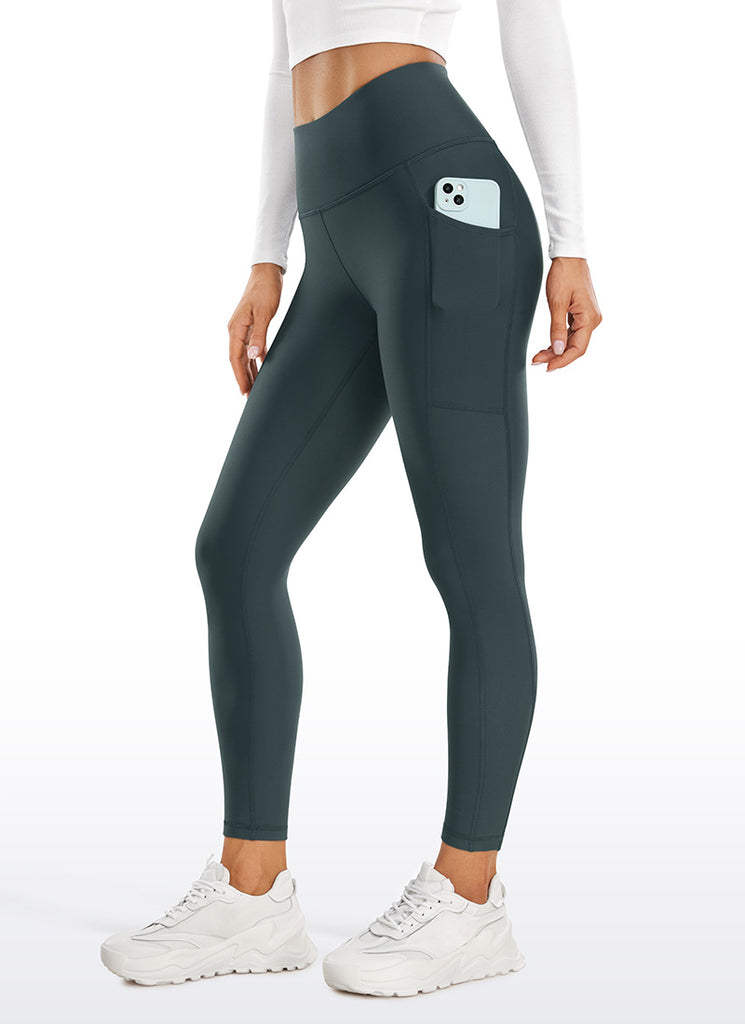 CRZ YOGA Women's High Rise Thermal Fleece Lined Pocket Legging II 25'' Grey Sage