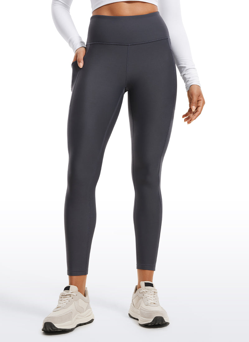 CRZ YOGA Women's High Rise Thermal Fleece Lined Pocket Legging II 25'' Mysterious Grey
