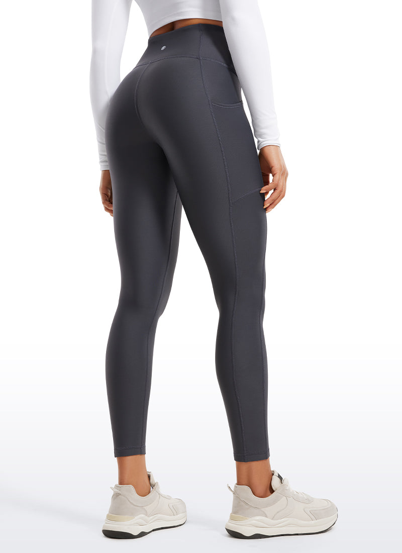 CRZ YOGA Women's High Rise Thermal Fleece Lined Pocket Legging II 25'' Mysterious Grey