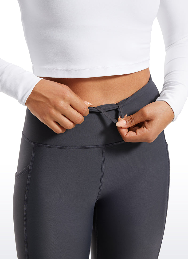 CRZ YOGA Women's High Rise Thermal Fleece Lined Pocket Legging II 25'' Mysterious Grey