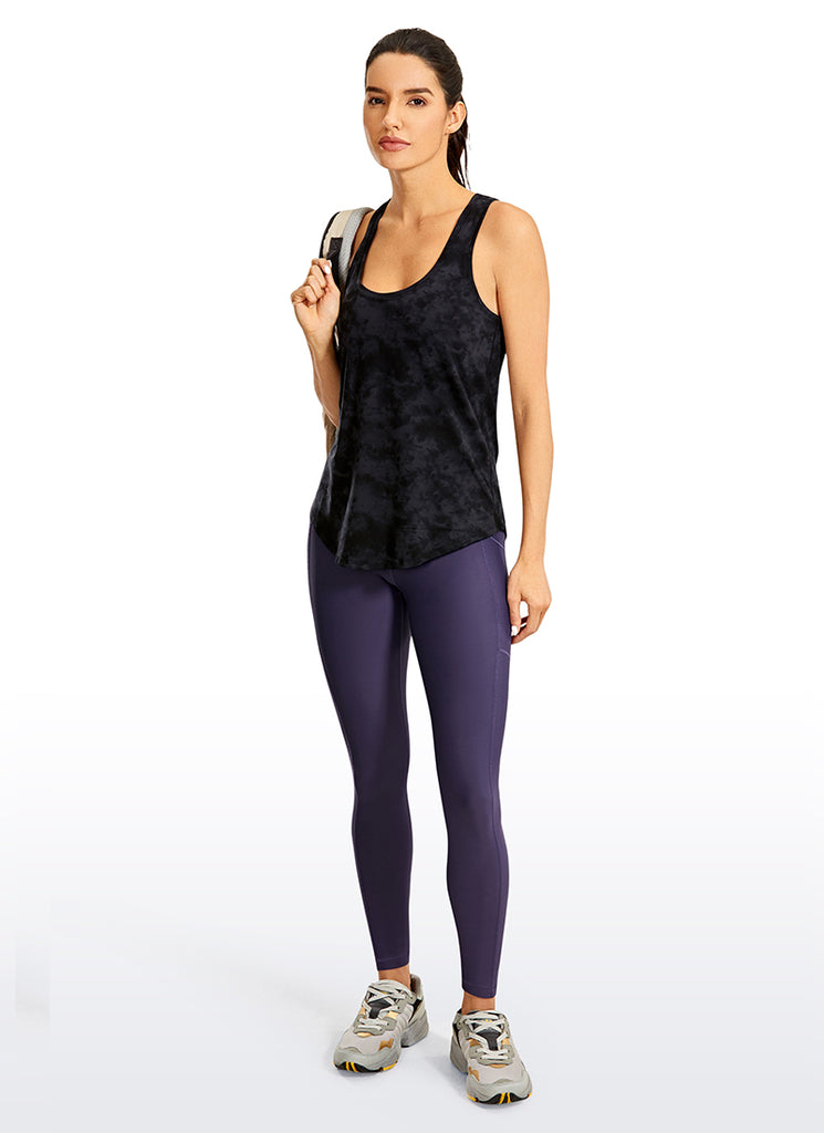 CRZ YOGA Women's High Rise Thermal Fleece Lined Pocket Legging II 25'' Slate Blue