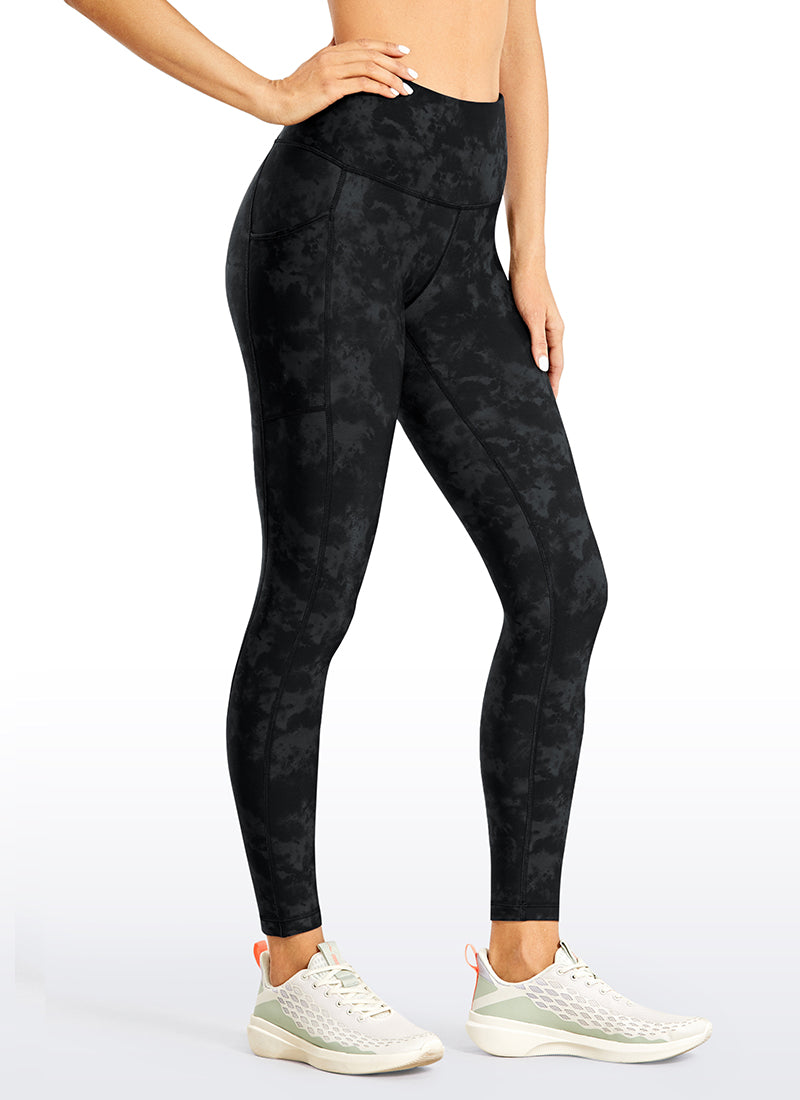 CRZ YOGA Women's High Rise Thermal Fleece Lined Pocket Legging II 25'' Tie Dye Smoke Ink