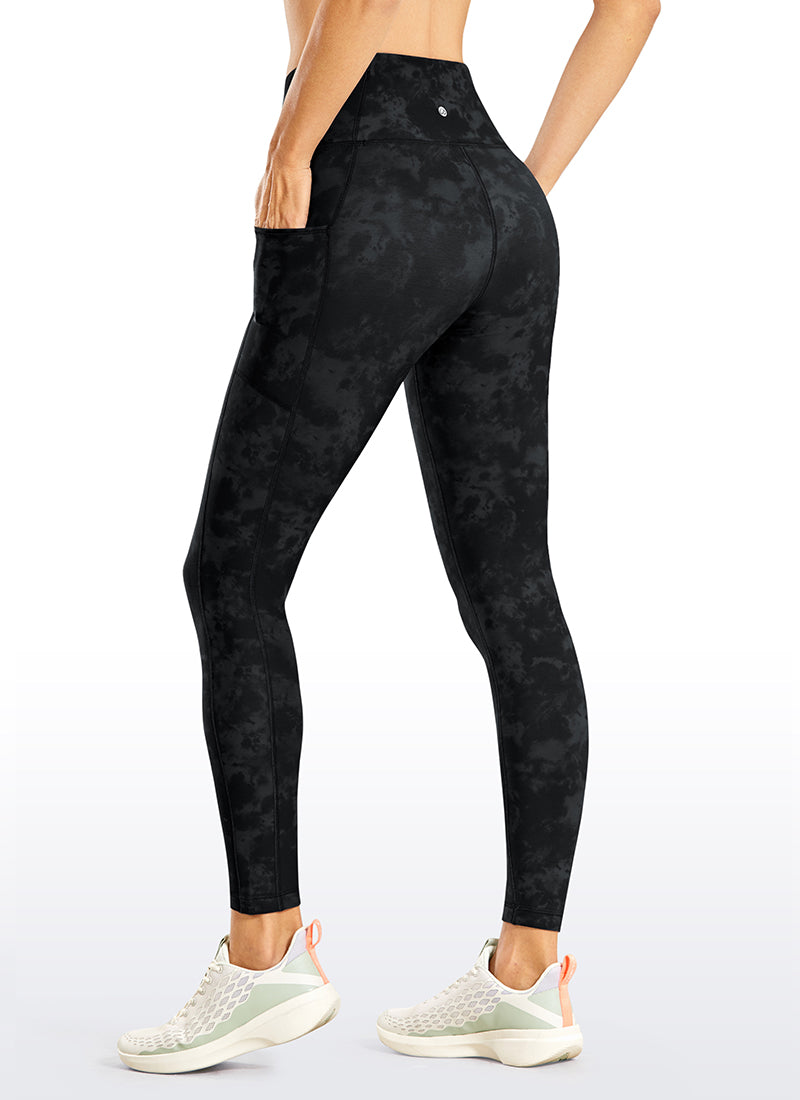 CRZ YOGA Women's High Rise Thermal Fleece Lined Pocket Legging II 25'' Tie Dye Smoke Ink