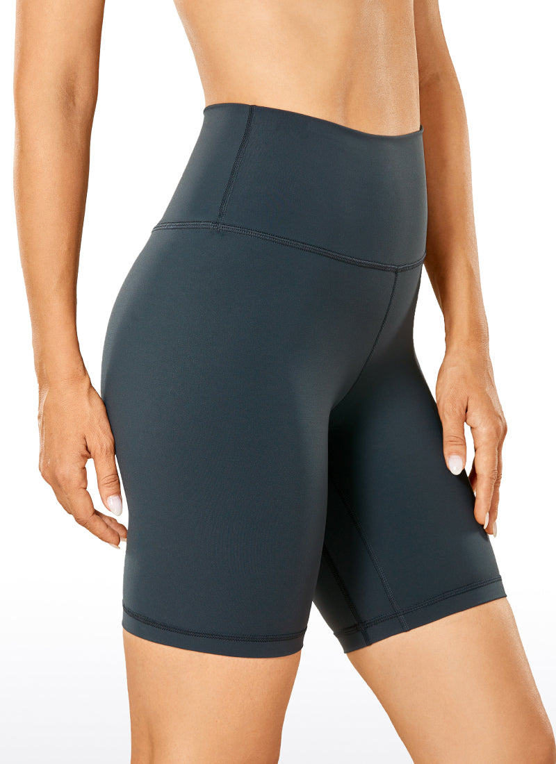 CRZ YOGA Women's Yoga High Rise Biker Shorts Nakedfeel Shorts 8'' Melanite