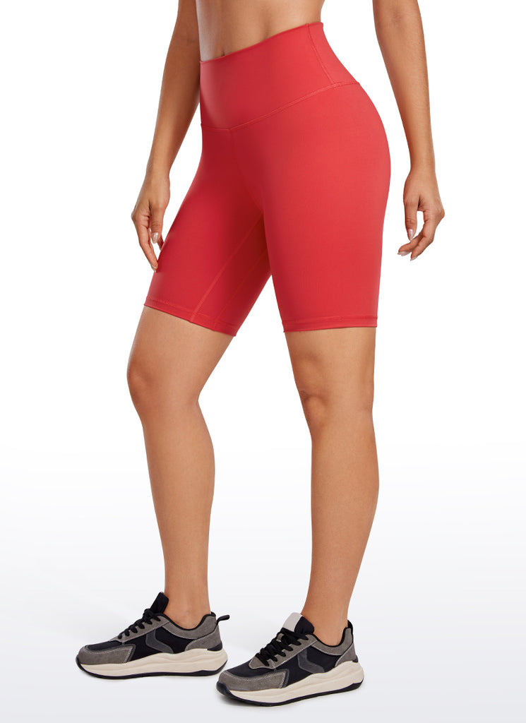 CRZ YOGA Women's Yoga High Rise Biker Shorts Nakedfeel Shorts 8'' Crimson