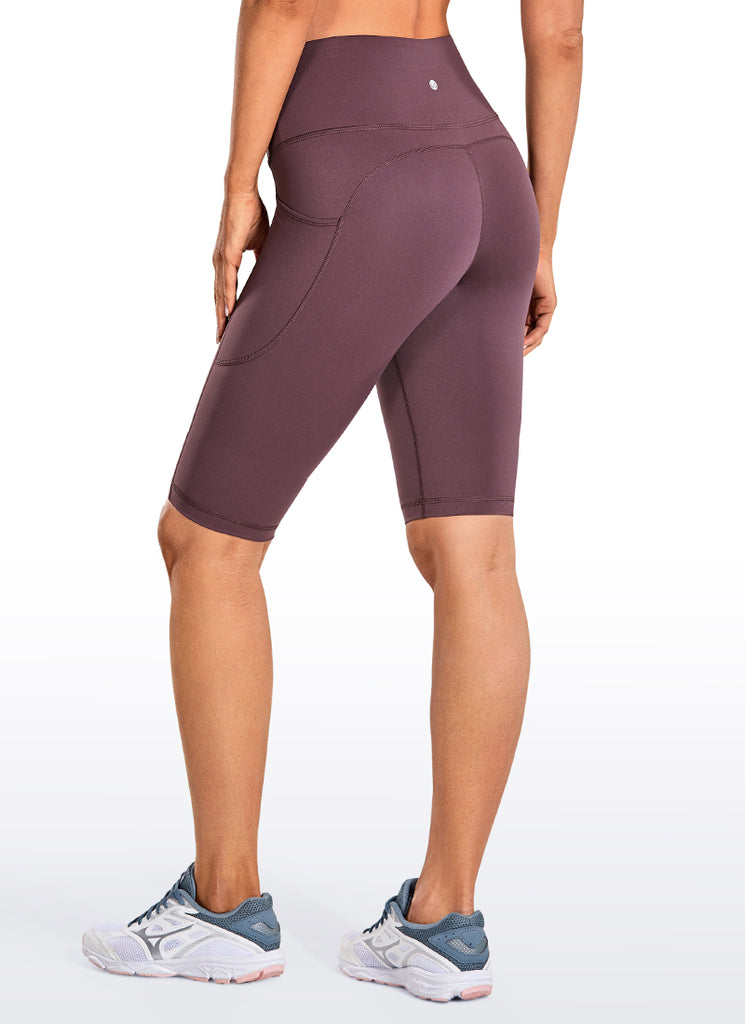 CRZ YOGA Women's Train High Rise Biker Nakedfeel Shorts Pockets 10'' Arctic Plum