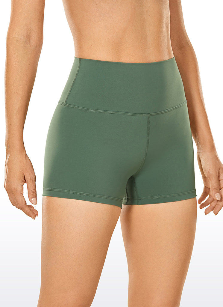 CRZ YOGA Women's Yoga Train High Rise Biker Shorts Nakedfeel Short 3'' Vibrant green