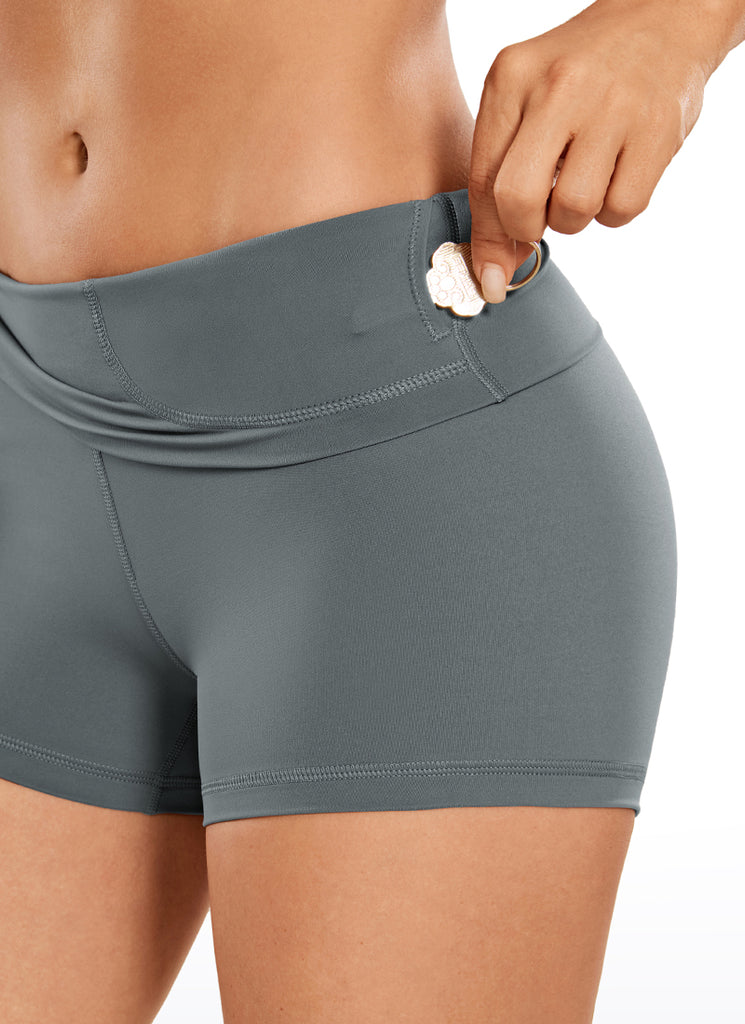 CRZ YOGA Women's Yoga Train High Rise Biker Shorts Nakedfeel Short 3'' Light grayish blue