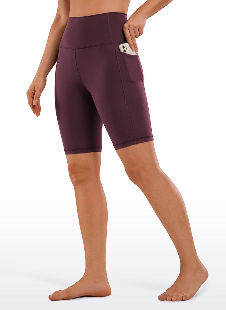 CRZ YOGA Women's Train High Rise Biker Nakedfeel Pocket Shorts 8'' Sepia
