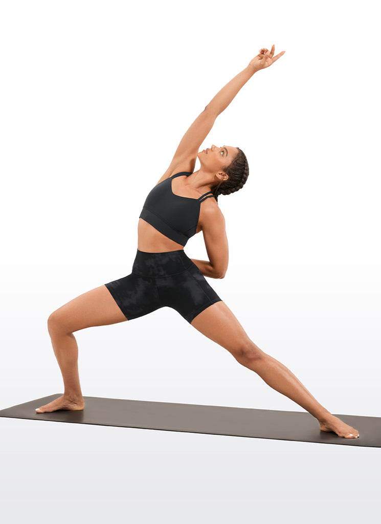 CRZ YOGA Women's Train High Rise Biker Nakedfeel Pocket Shorts 5'' Navy