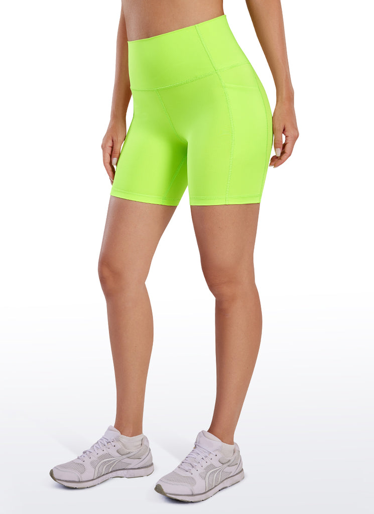 CRZ YOGA Women's Train High Rise Biker Nakedfeel Pocket Shorts 6'' Dark Russet