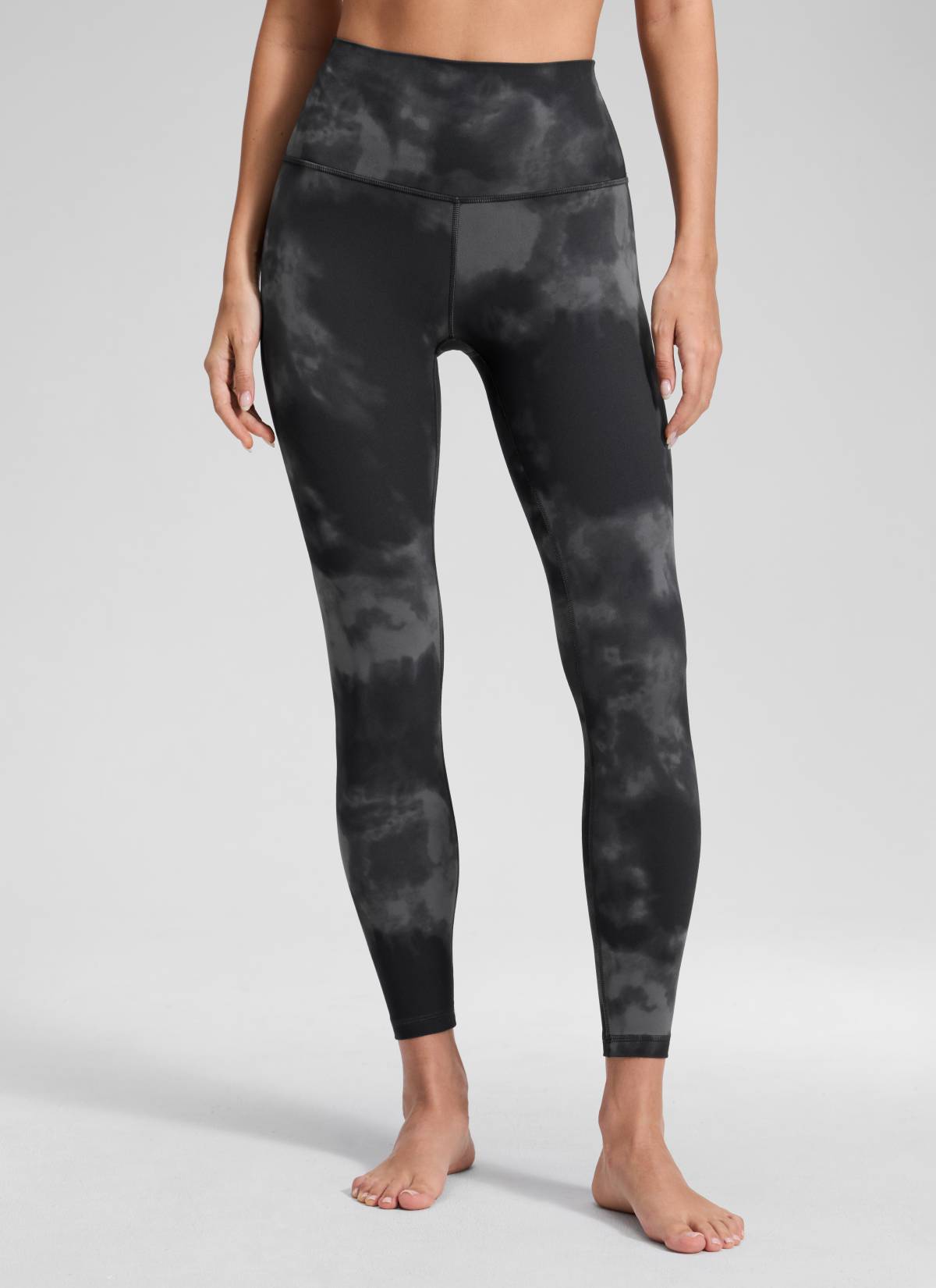 CRZ YOGA Women's Yoga Lounge High Rise Butterluxe Yoga Leggings 25'' Grey Tie Dye Flowers @model_info:Anna