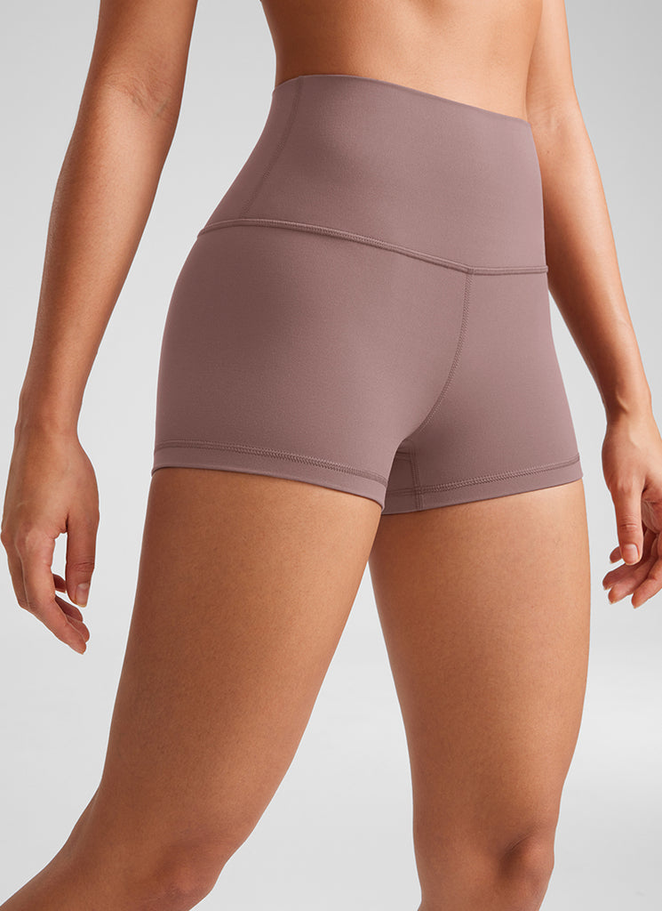 CRZ YOGA Women's Yoga High Rise Booty Butterluxe Biker Shorts 2.5'' Mauve