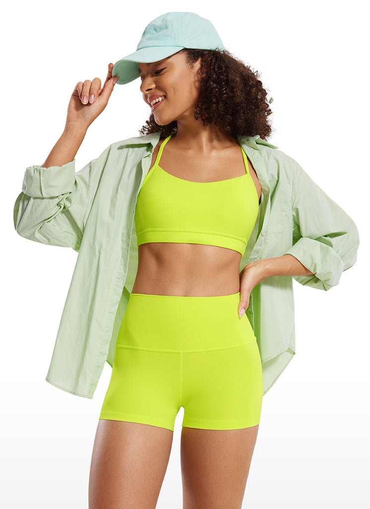 CRZ YOGA Women's Yoga High Rise Booty Butterluxe Biker Shorts 2.5'' Forest Dark Green