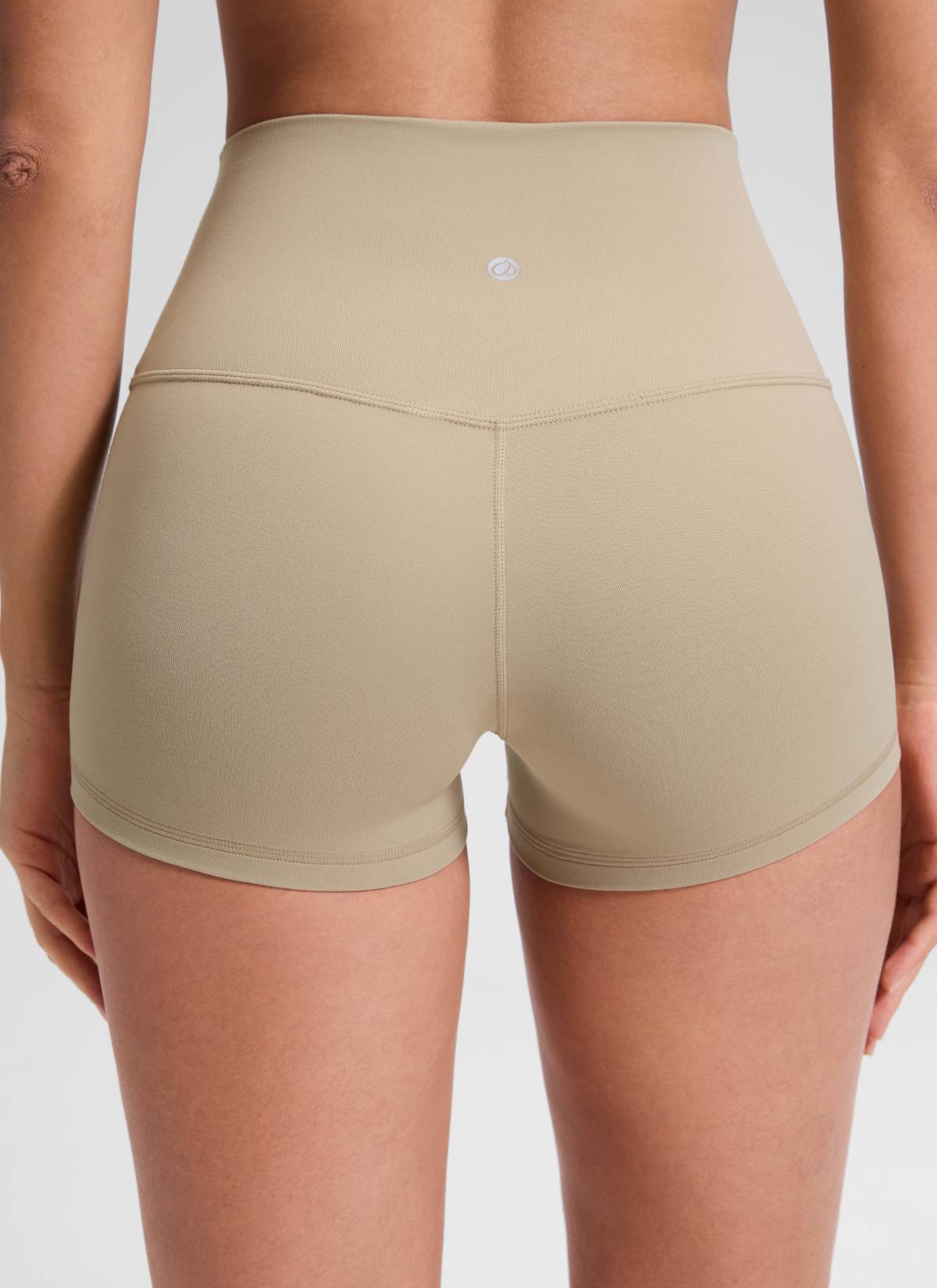 CRZ YOGA Women's Yoga High Rise Booty Butterluxe Biker Shorts 2.5'' Oak @model_info:Fiona