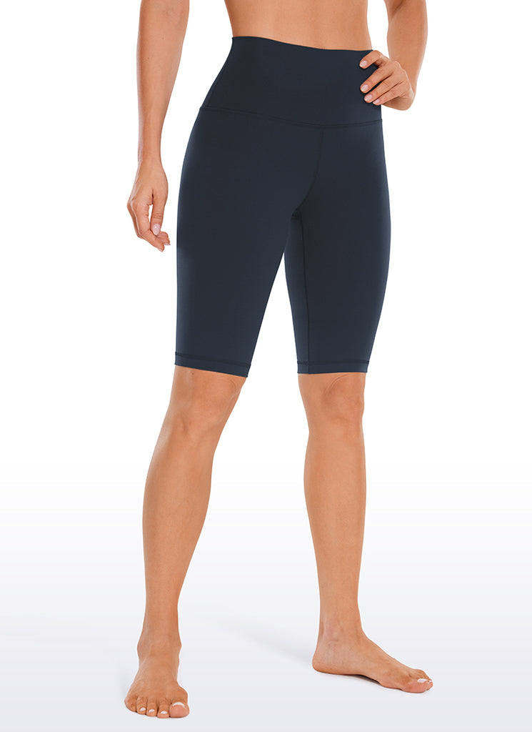 CRZ YOGA Women's Yoga High Rise Butterluxe Long Biker Shorts 10'' Black