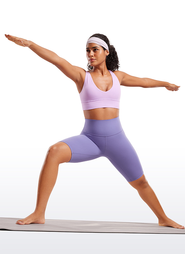 CRZ YOGA Women's Yoga High Rise Butterluxe Long Biker Shorts 10'' Dark Lavender Purple