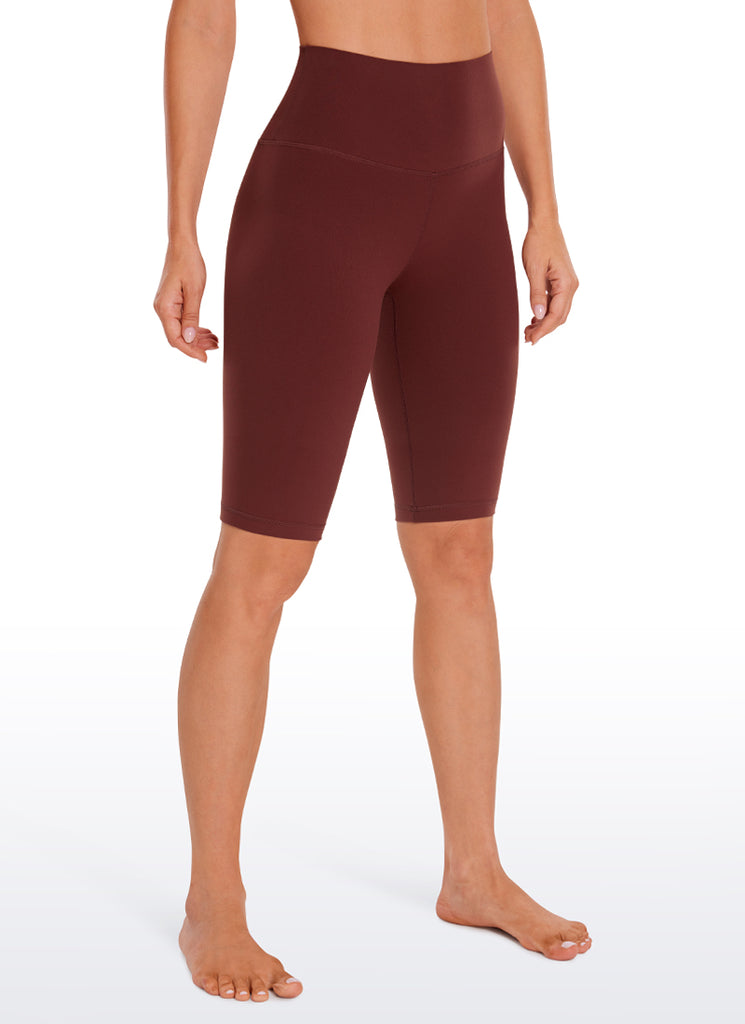 CRZ YOGA Women's Yoga High Rise Butterluxe Long Biker Shorts 10'' Grey Olive