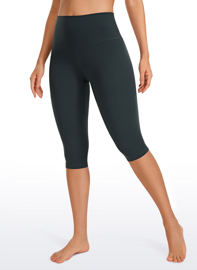 CRZ YOGA Women's High Rise Butterluxe Knee Length Capri Leggings 14" True Navy