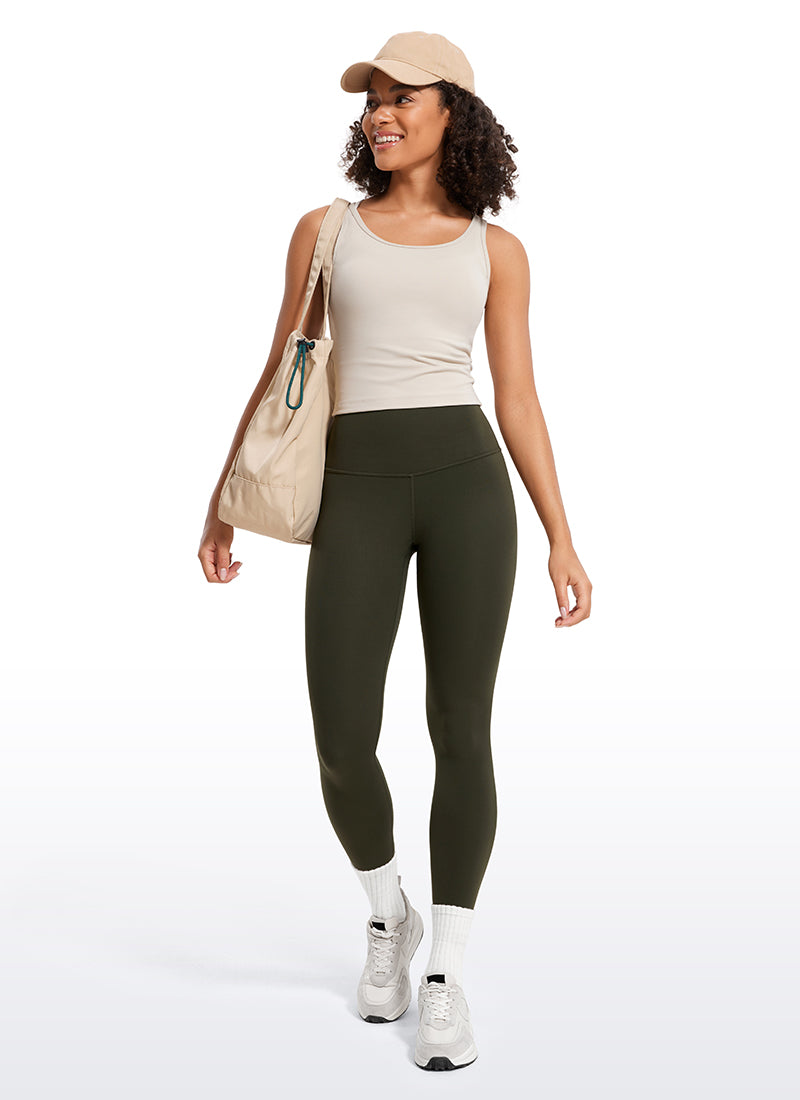 CRZ YOGA Women's Yoga Lounge High Rise Butterluxe Yoga Leggings 28'' Olive Green @model_info:Fiona