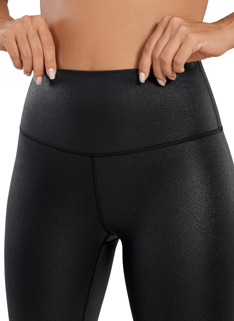CRZ YOGA Women Butterluxe Matte Faux Leather Leggings 28' Black Classic