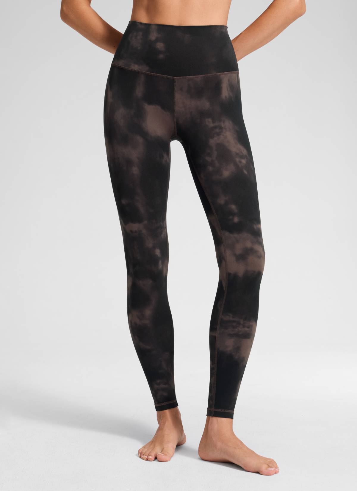 CRZ YOGA Women's Yoga Lounge High Rise Butterluxe Yoga Leggings 28'' Taupe Tie Dye Flowers @model_info:Anna