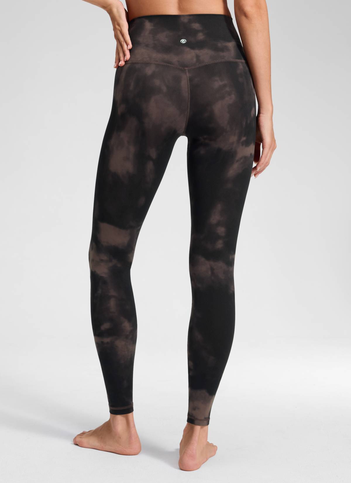 CRZ YOGA Women's Yoga Lounge High Rise Butterluxe Yoga Leggings 28'' Taupe Tie Dye Flowers