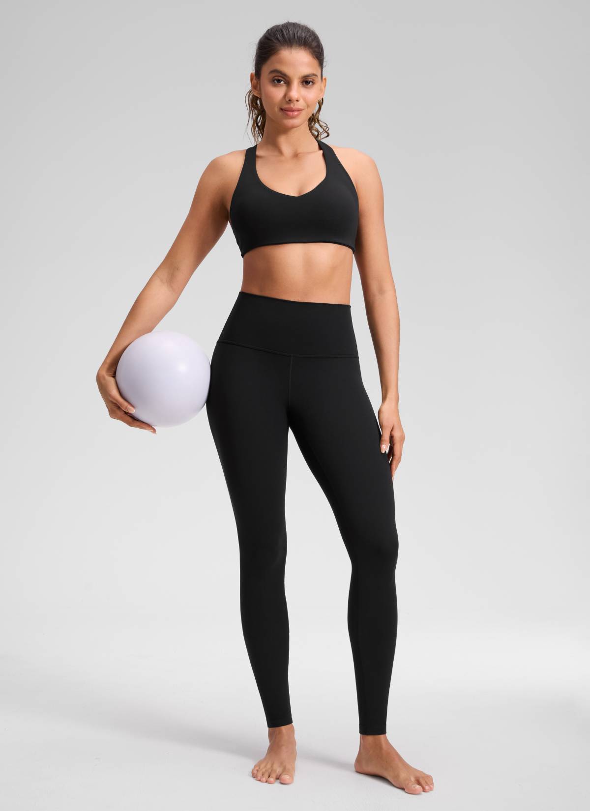 CRZ YOGA Women's Yoga Lounge High Rise Butterluxe Yoga Leggings 30'' Black @model_info:Dany