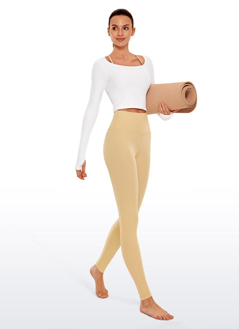 CRZ YOGA Women's Yoga Lounge High Rise Butterluxe Yoga Leggings 30'' Tan Milkshake @model_info:Bojana