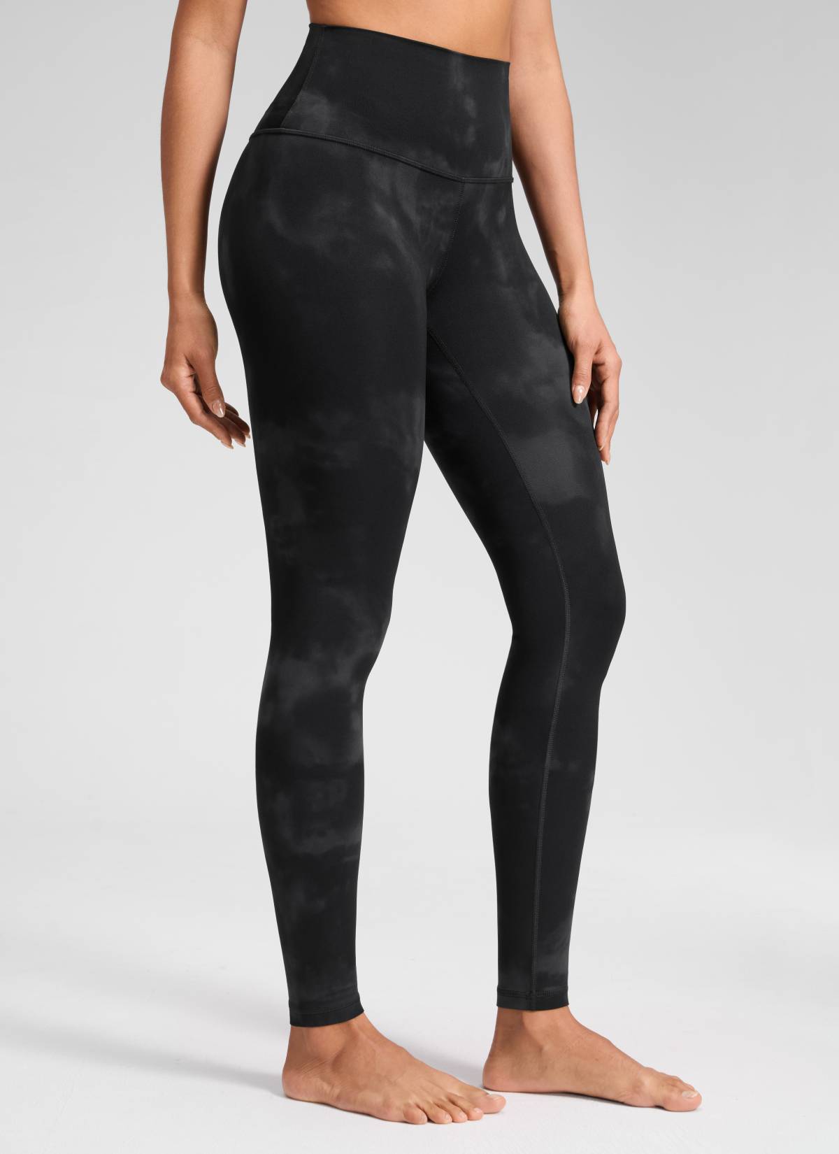 CRZ YOGA Women's Yoga Lounge High Rise Butterluxe Yoga Leggings 30'' Black Tie Dye Flowers @model_info:Dany