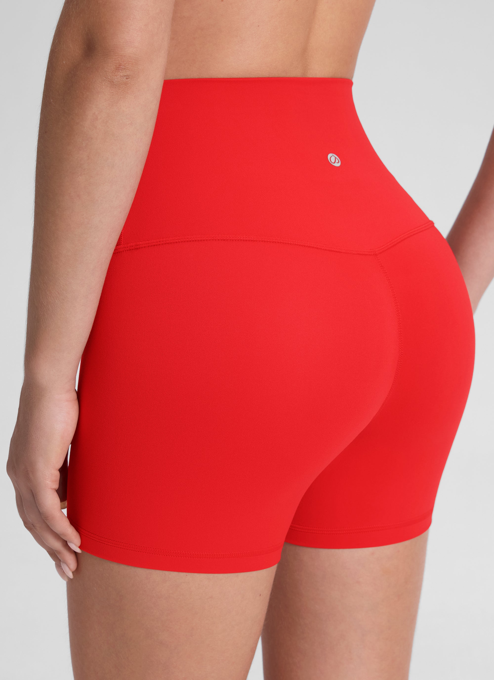 CRZ YOGA Women's Yoga High Rise Biker Shorts Butterluxe Shorts 4'' Deep Red @model_info:Malisa