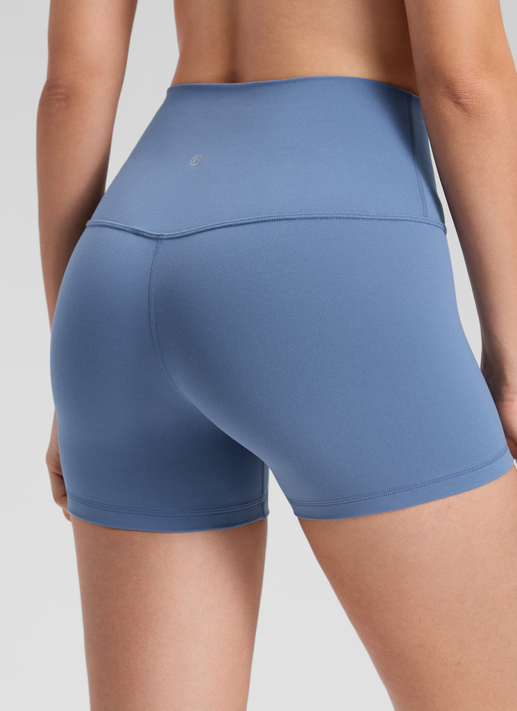 CRZ YOGA Women's Yoga High Rise Biker Shorts Butterluxe Shorts 4'' Mojave Tan