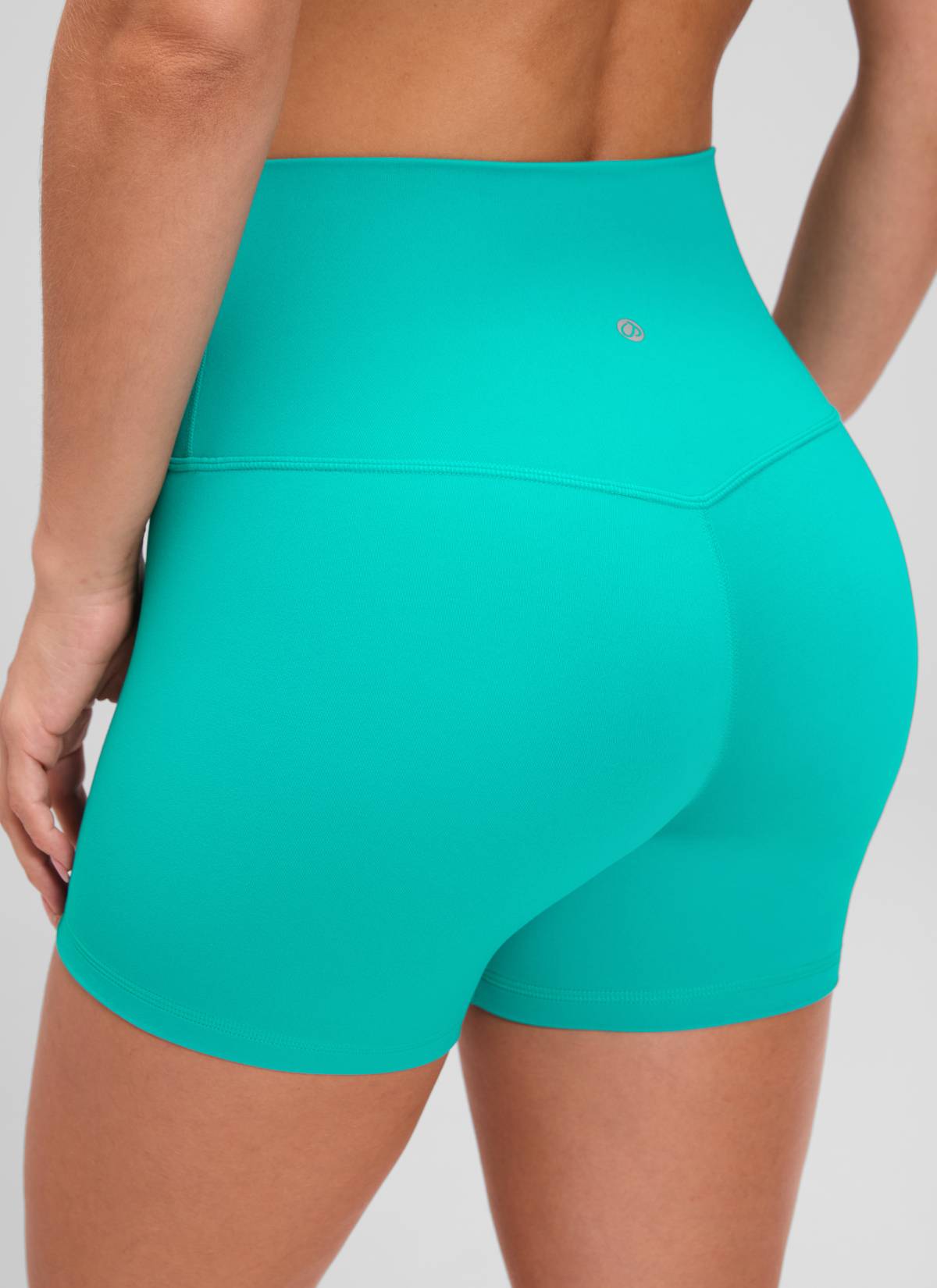 CRZ YOGA Women's Yoga High Rise Biker Shorts Butterluxe Shorts 4'' Tropics Teal @model_info:Aline