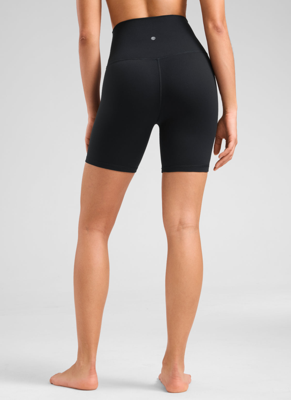 CRZ YOGA Women's Yoga High Rise Biker Shorts Butterluxe Shorts 6'' Black @model_info:Fiona