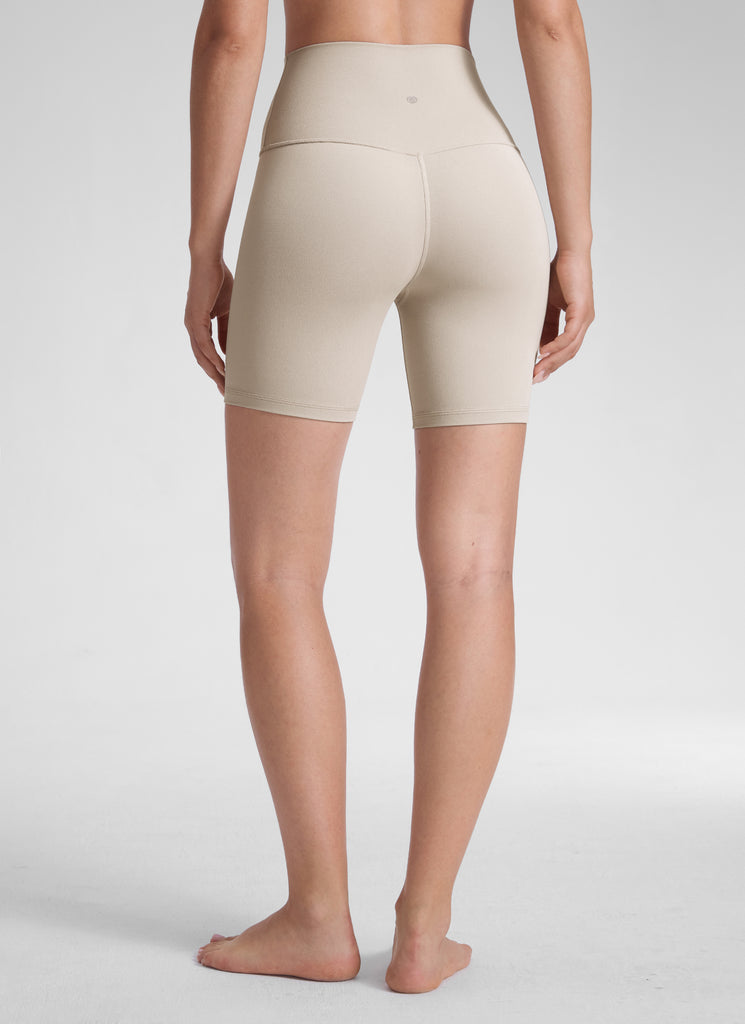 CRZ YOGA Women's Yoga High Rise Biker Shorts Butterluxe Shorts 6'' Coffee Brown