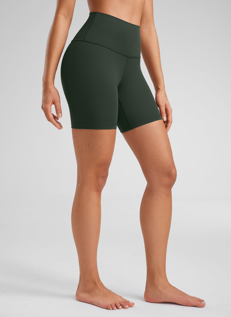 CRZ YOGA Women's Yoga High Rise Biker Shorts Butterluxe Shorts 6'' Lava Brown