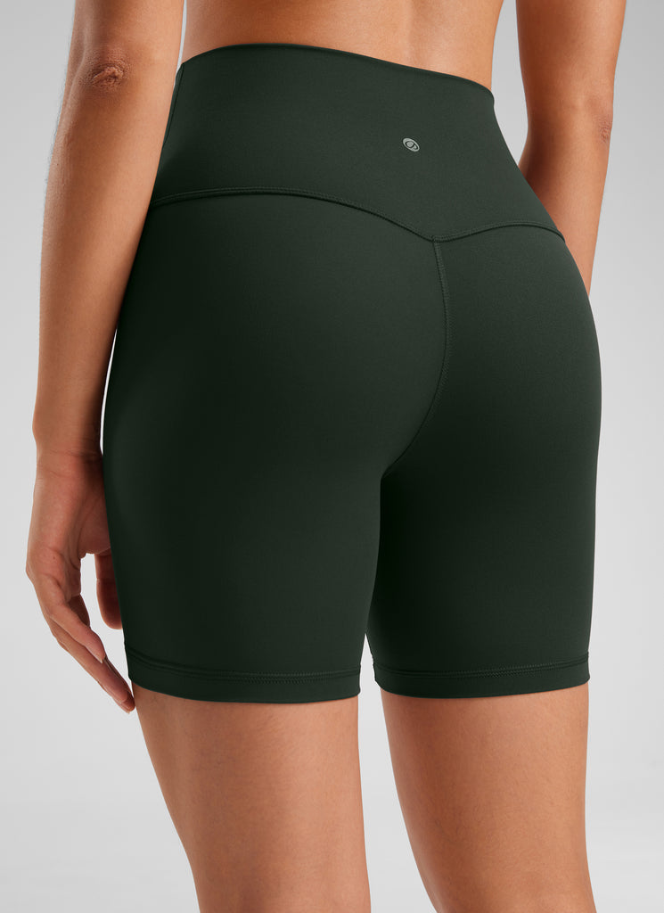 CRZ YOGA Women's Yoga High Rise Biker Shorts Butterluxe Shorts 6'' Lava Brown