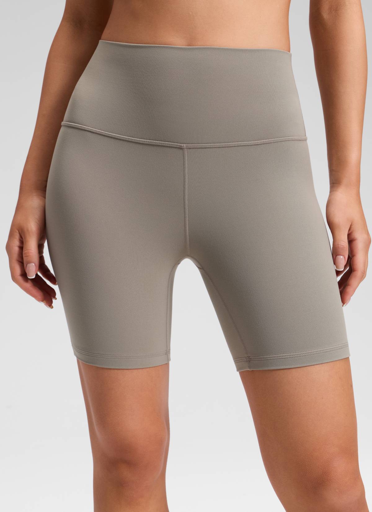 CRZ YOGA Women's Yoga High Rise Biker Shorts Butterluxe Shorts 6'' Warm Ash Grey