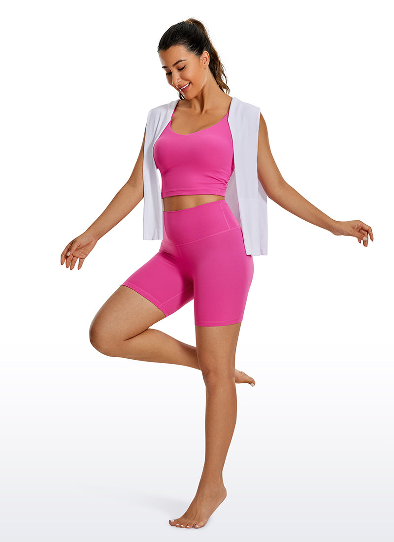 CRZ YOGA Women's Yoga High Rise Biker Shorts Butterluxe Shorts 6'' Hibiscus Purple @model_info:G