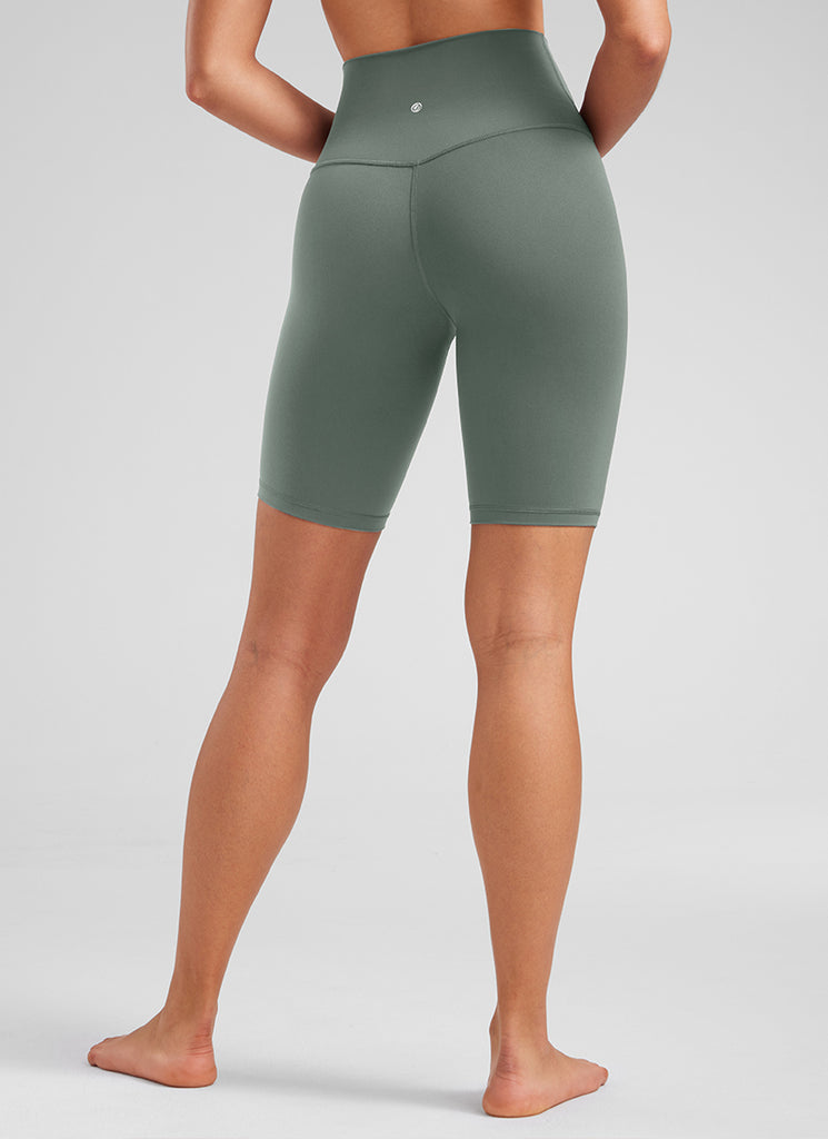 CRZ YOGA Women's Yoga High Rise Butterluxe Long Biker Shorts 8'' Olive Green