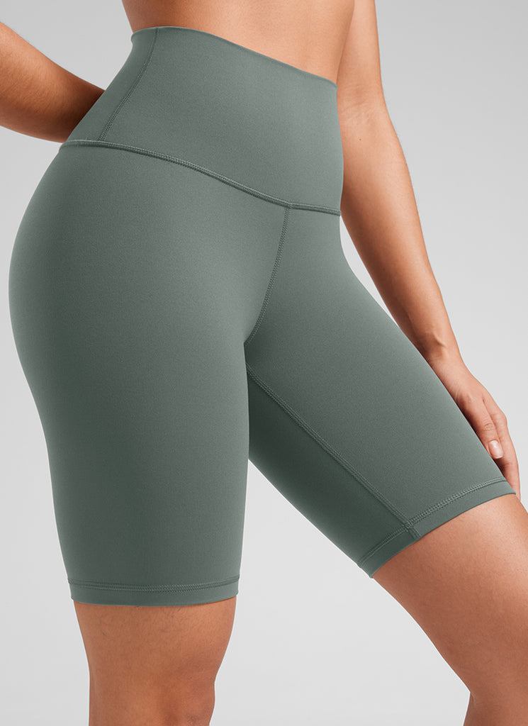 CRZ YOGA Women's Yoga High Rise Butterluxe Long Biker Shorts 8'' Olive Green