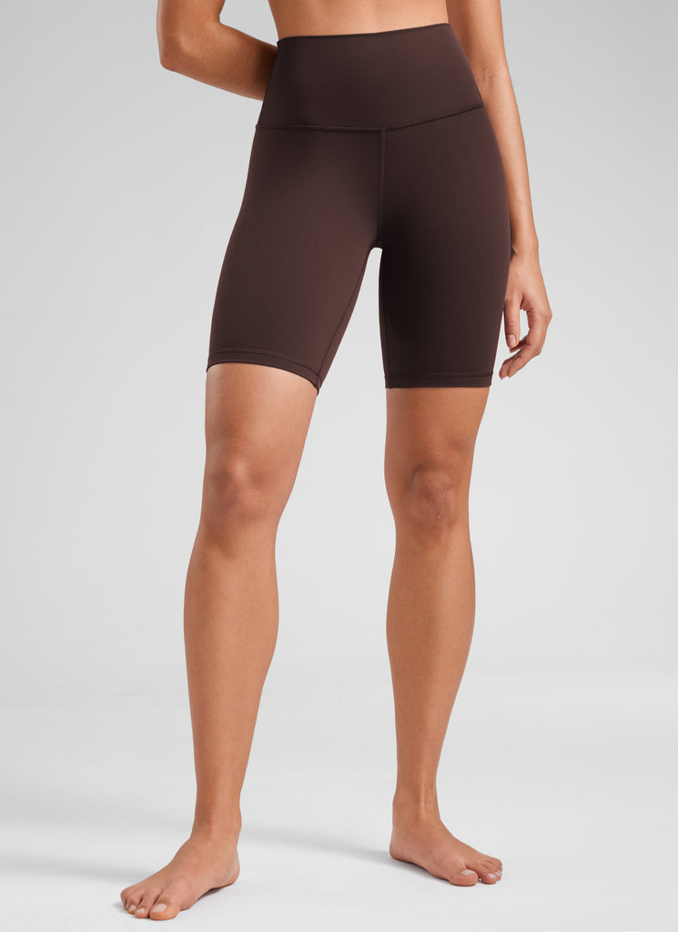 CRZ YOGA Women's Yoga High Rise Butterluxe Long Biker Shorts 8'' Hot Fudge Brown