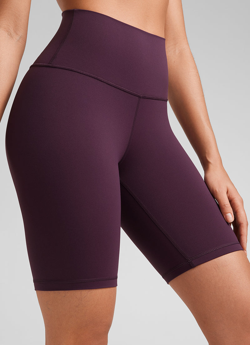 CRZ YOGA Women's Yoga High Rise Butterluxe Long Biker Shorts 8'' Deep Purple @model_info:Fiona
