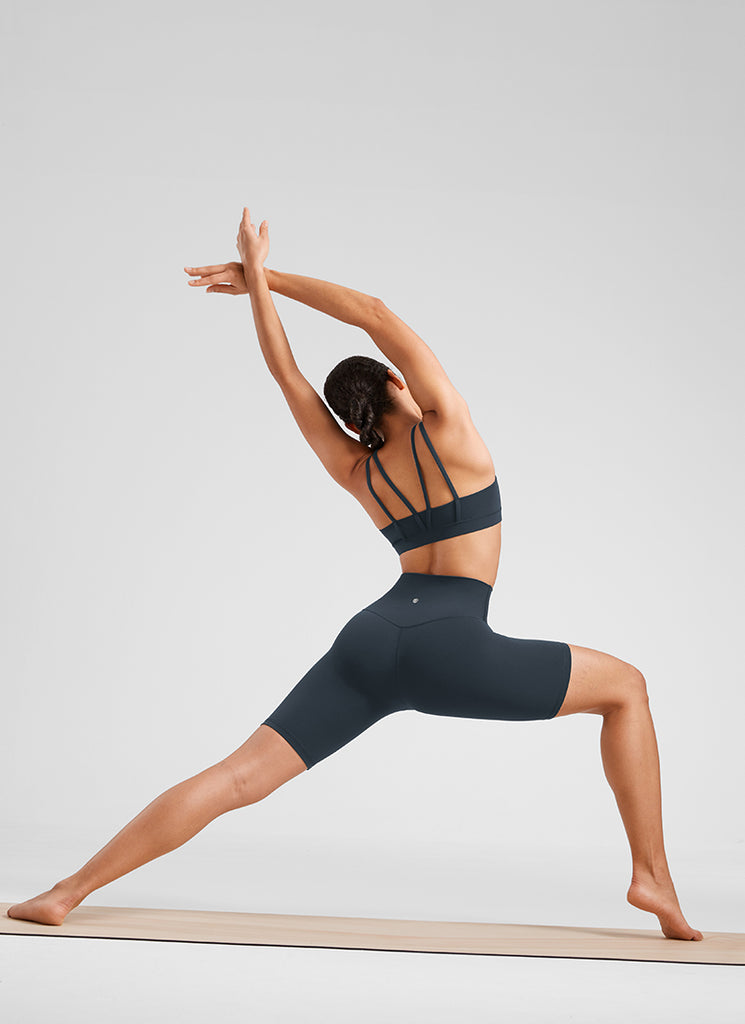 CRZ YOGA Women's Yoga High Rise Butterluxe Long Biker Shorts 8'' True Navy