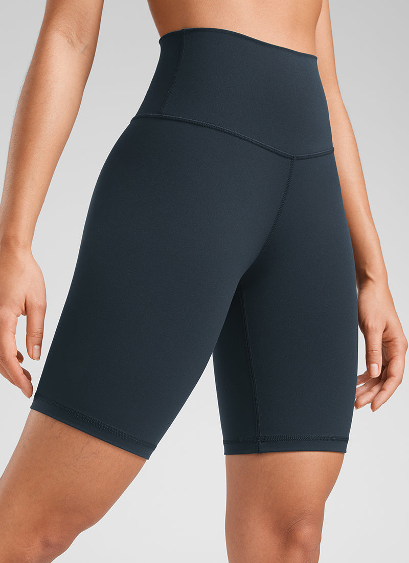 CRZ YOGA Women's Yoga High Rise Butterluxe Long Biker Shorts 8'' True Navy @model_info:Fiona