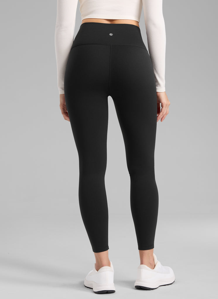 CRZ YOGA Women's Thermal Fleece Lined Casual High Rise Legging 25'' Black