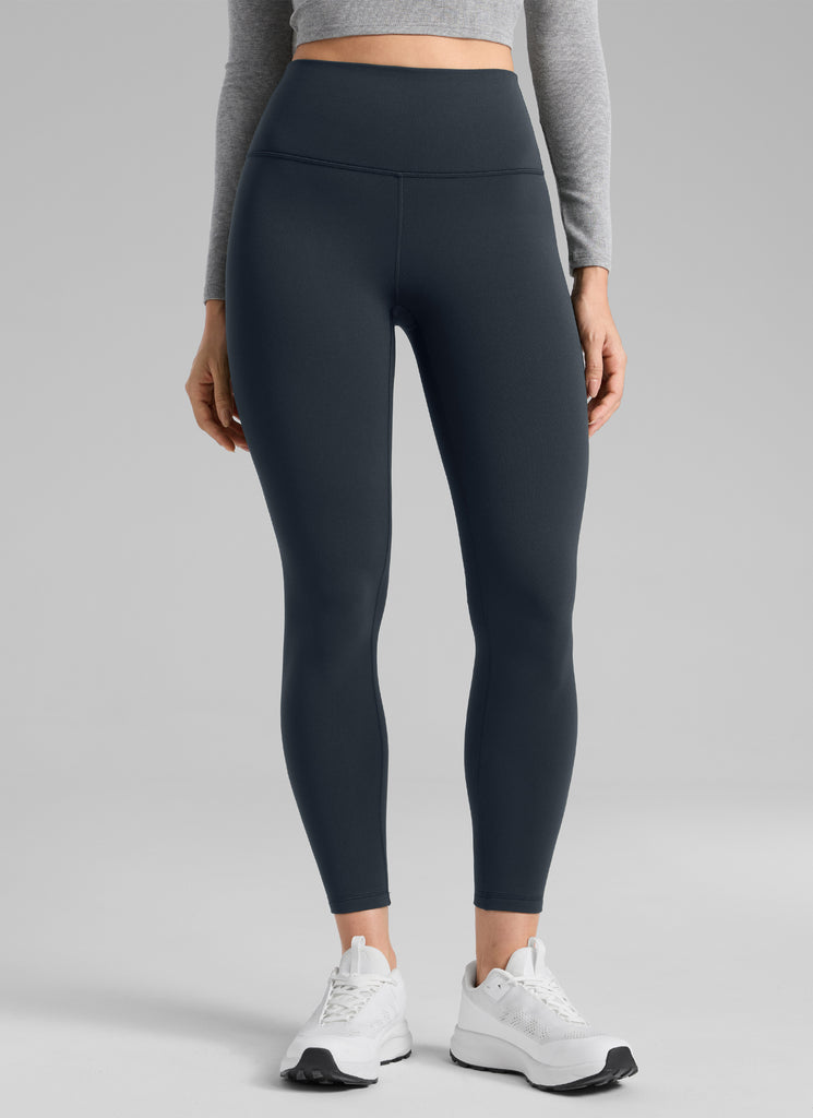 CRZ YOGA Women's Thermal Fleece Lined Casual High Rise Legging 25'' True Navy