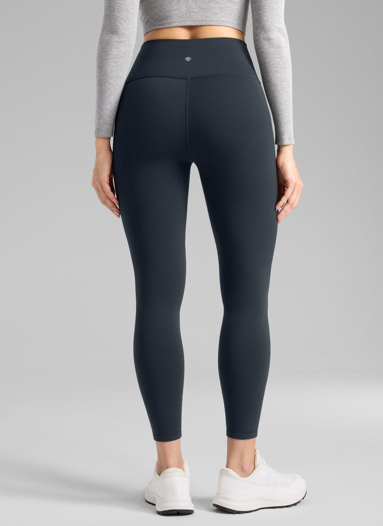 CRZ YOGA Women's Thermal Fleece Lined Casual High Rise Legging 25'' True Navy