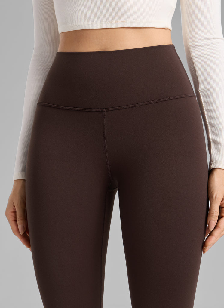 CRZ YOGA Women's Thermal Fleece Lined Casual High Rise Legging 25'' Hot Fudge Brown