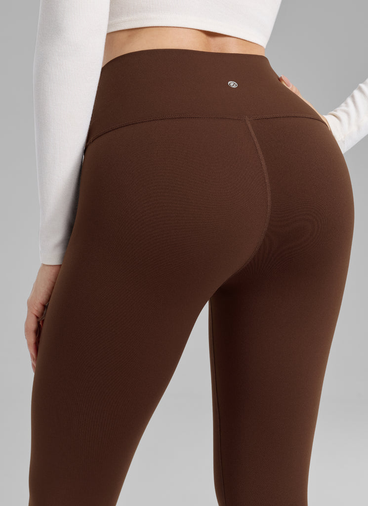 CRZ YOGA Women's Thermal Fleece Lined Casual High Rise Legging 25'' Lava Brown